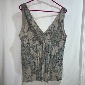 Michael Kors double V Paisley top Sz XL sleeveless lined msr